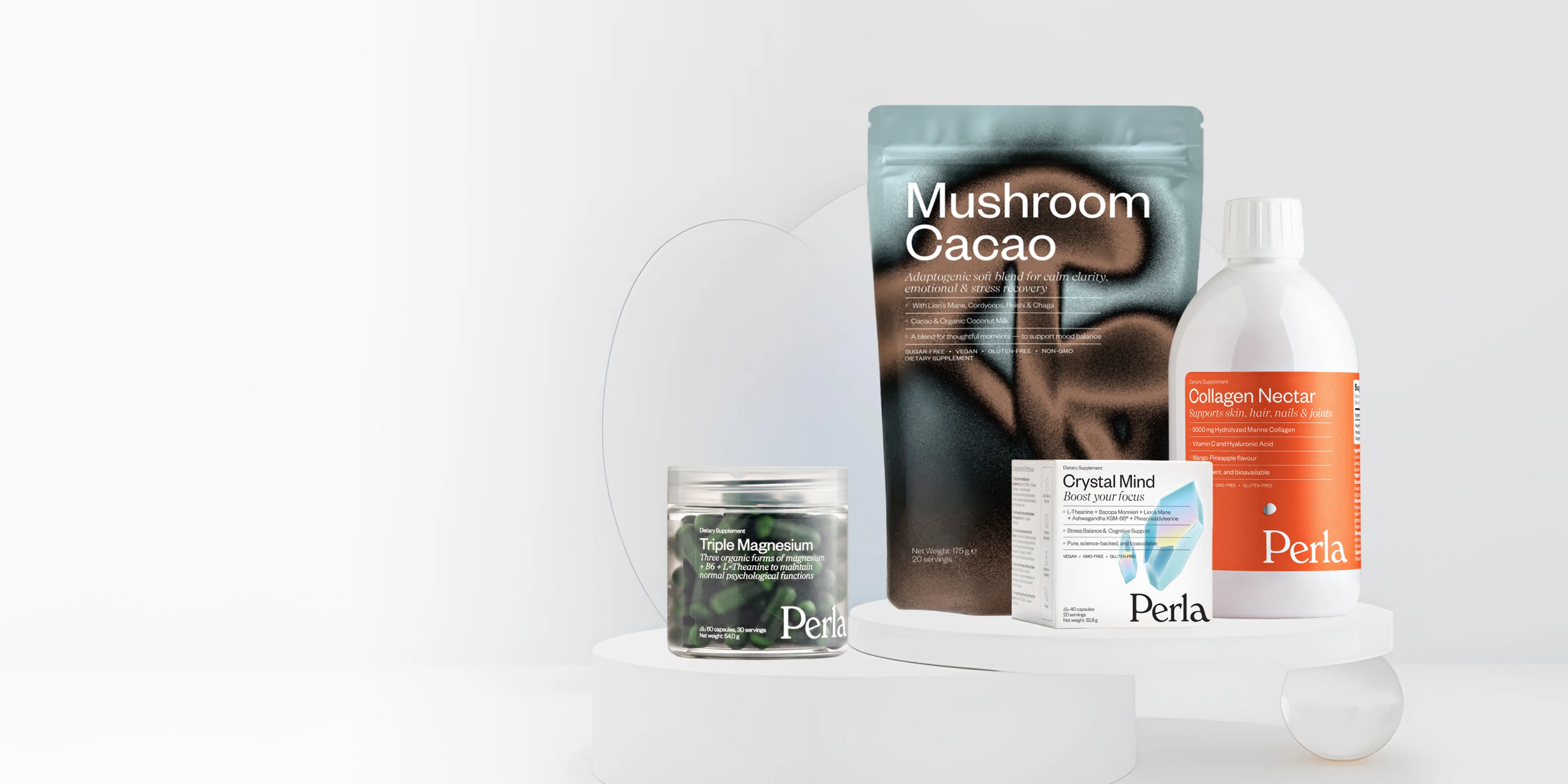 Perla Helsa — Mushroom Cacao, Collagen Nectar и Triple Magnesium